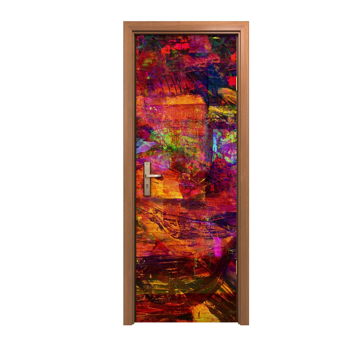 Autocollant de porte sticker mural décoration abstraction colorée 70x200