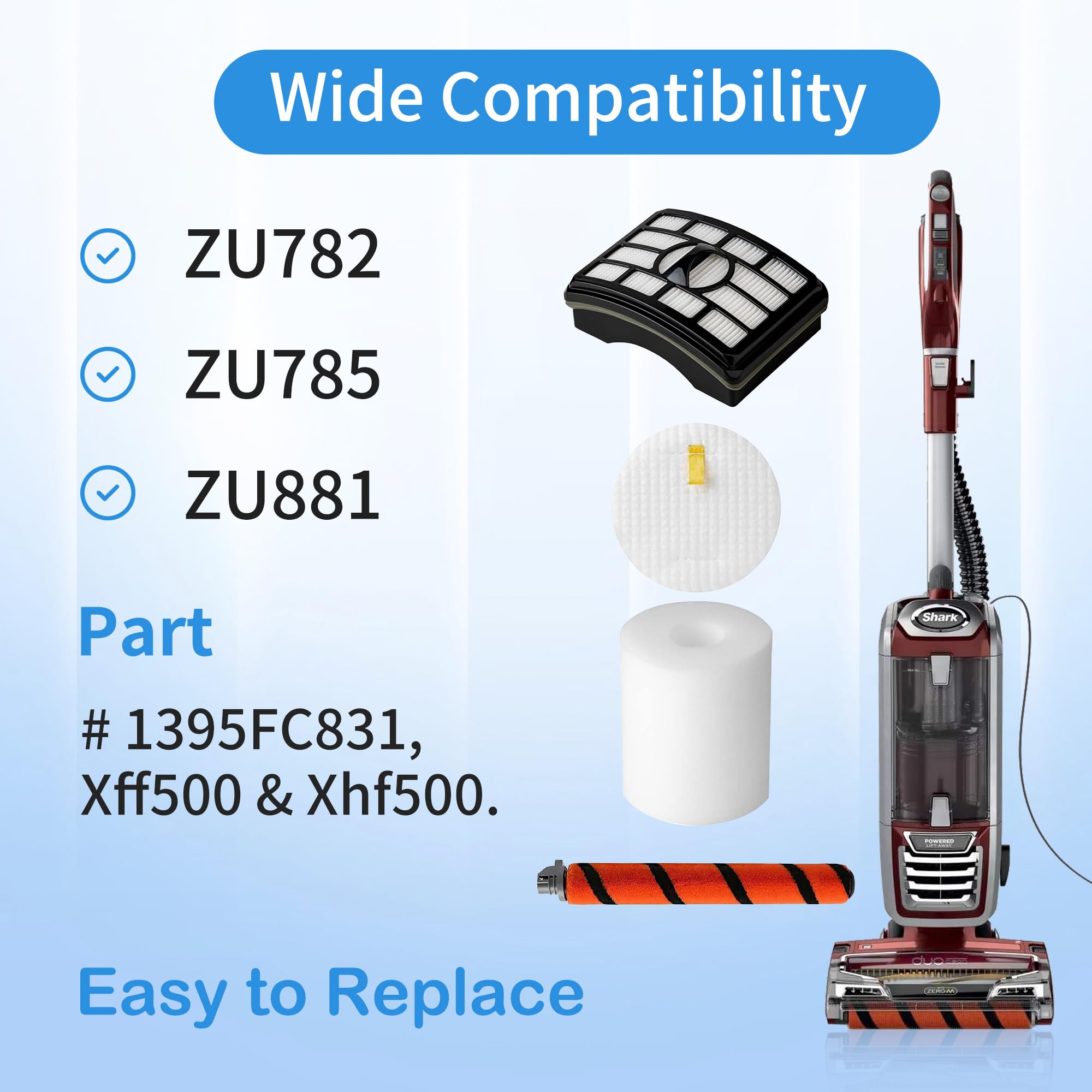 cartucho de filtro de HEPA de espuma y fieltro Kit de filtro de repuesto para tiburón giratorio profesional liftaway NV500, NV501, nv502, nv505, nv510, nv552, uv560, sustituye a parte #