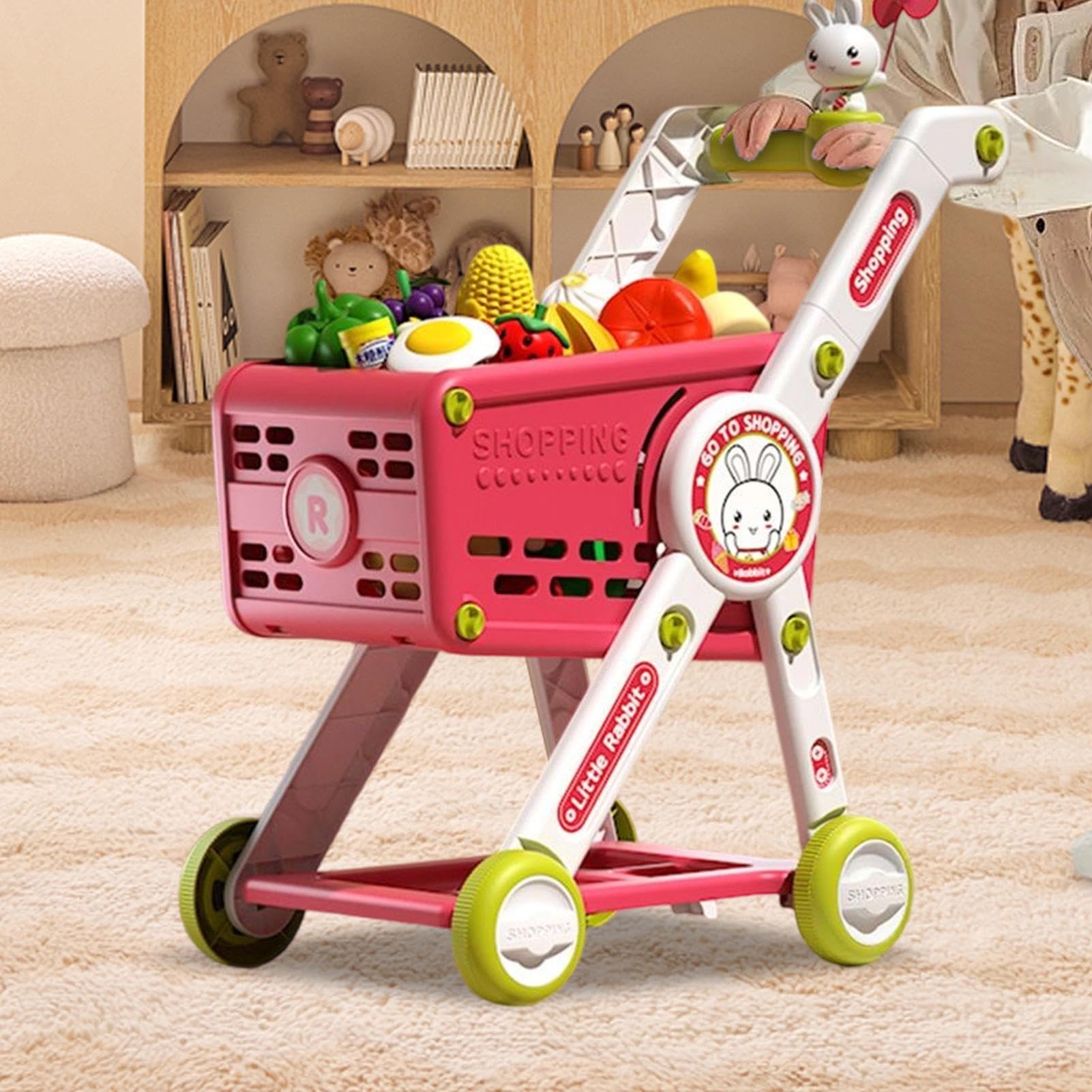 Kinder Einkaufswagen Spielzeug Lehrreicher interaktiver Rollenspiel-Trolley | Spielzeug-Einkaufswagen Trolley Zubehör-Trolley für kleine Vorschulkinder Kindergartenkinder Feiertage Geburtstag