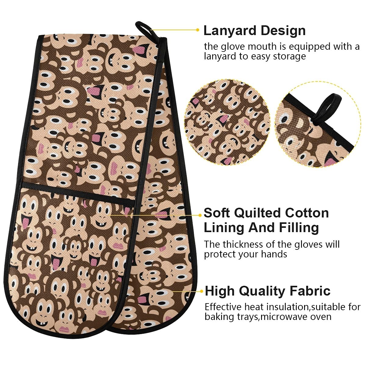 RXYY Guanto Doppio Da Forno Lungo 89 Cm - A Forma Di Stella - Resistente Al Calore 250°C