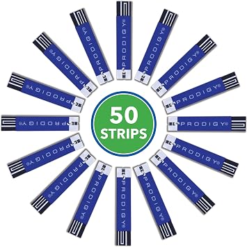PRODIGY 10400 No Coding Blood Glucose Test Strips for Diabetes, Box of 50 Strips, Compatible with PRODIGY AutoCode, Pocket & Voice Blood Glucose Monitoring Systems