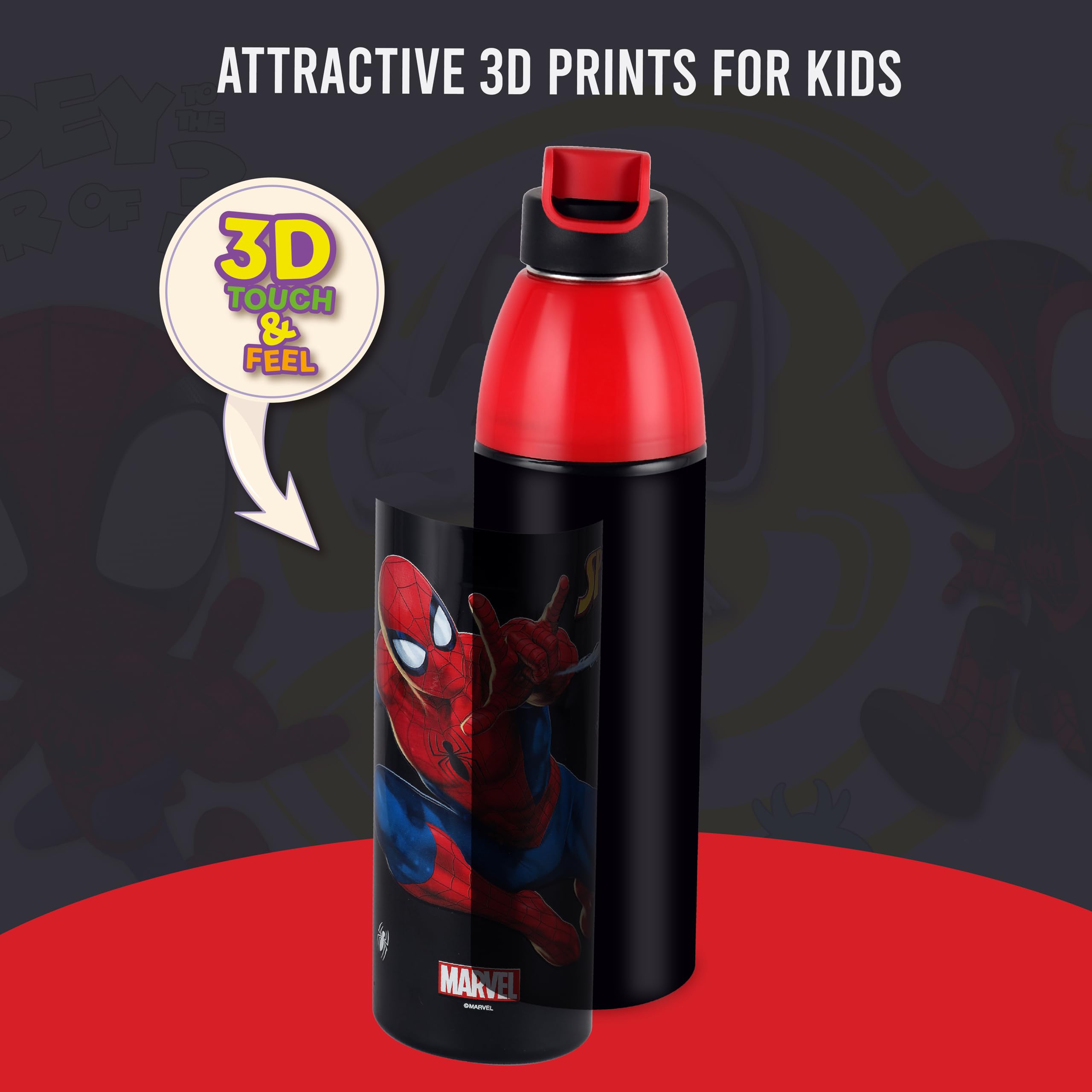 Cello Spiderman Kids Water Bottle - Leakproof & Insulated -2