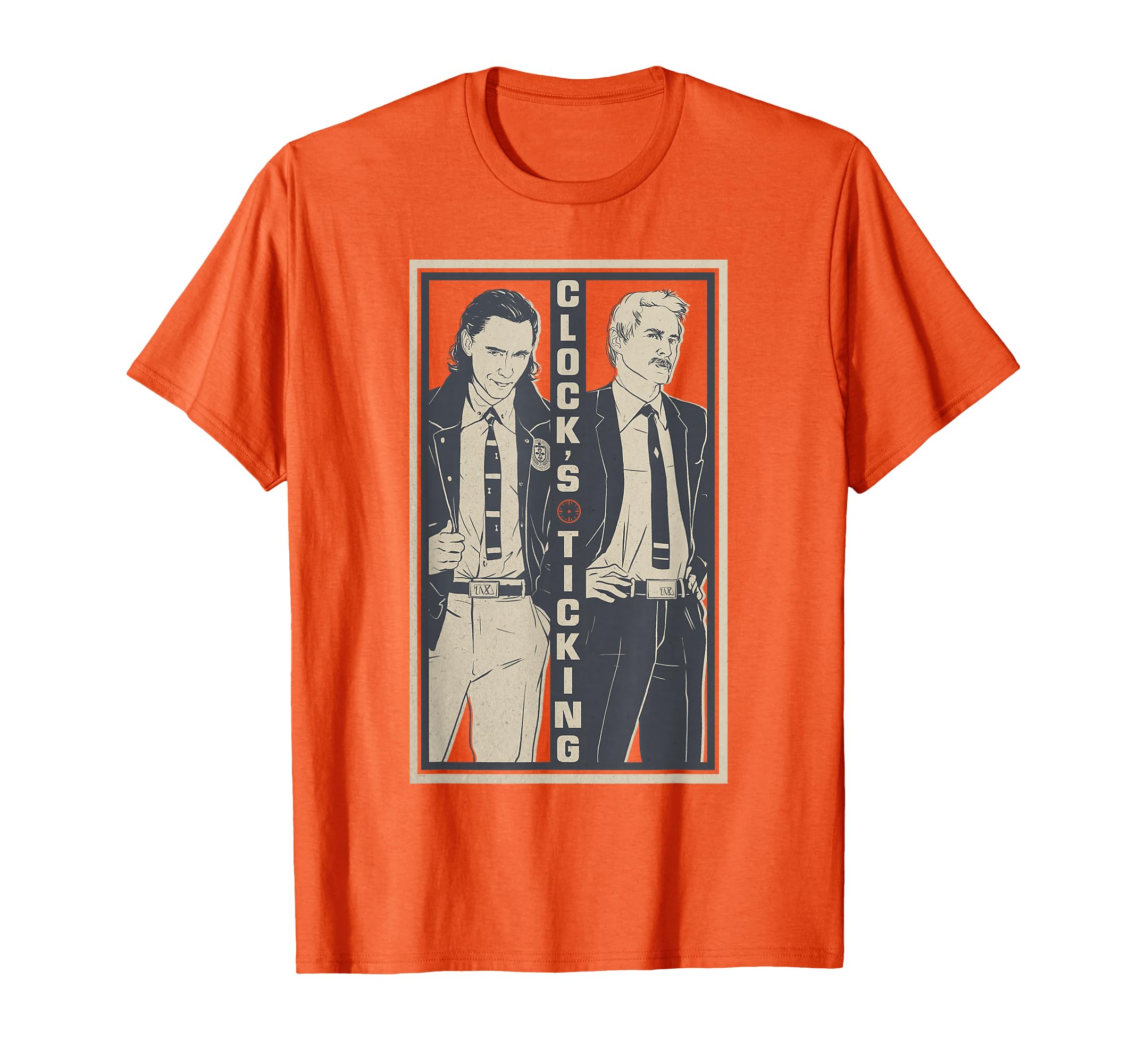 T-shirt Loki et Mobius Marvel orange rétro en coton confortable
