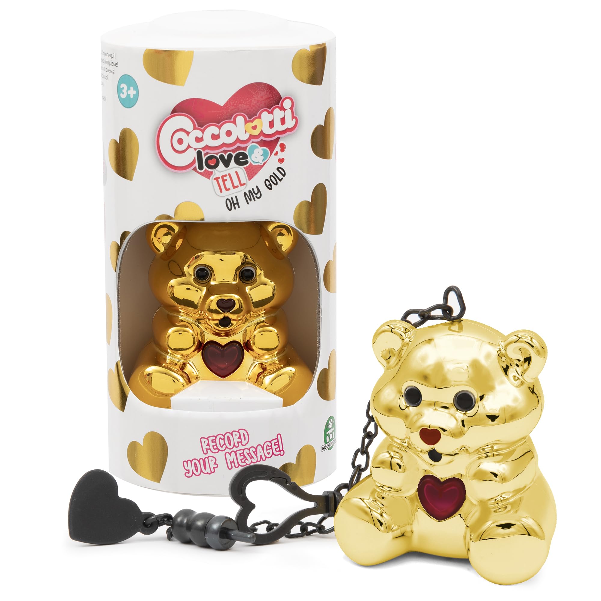 Coccolotti Love & Tell Oh My Gold, Gold, Talking Plush Toy with Recordable Voice Message