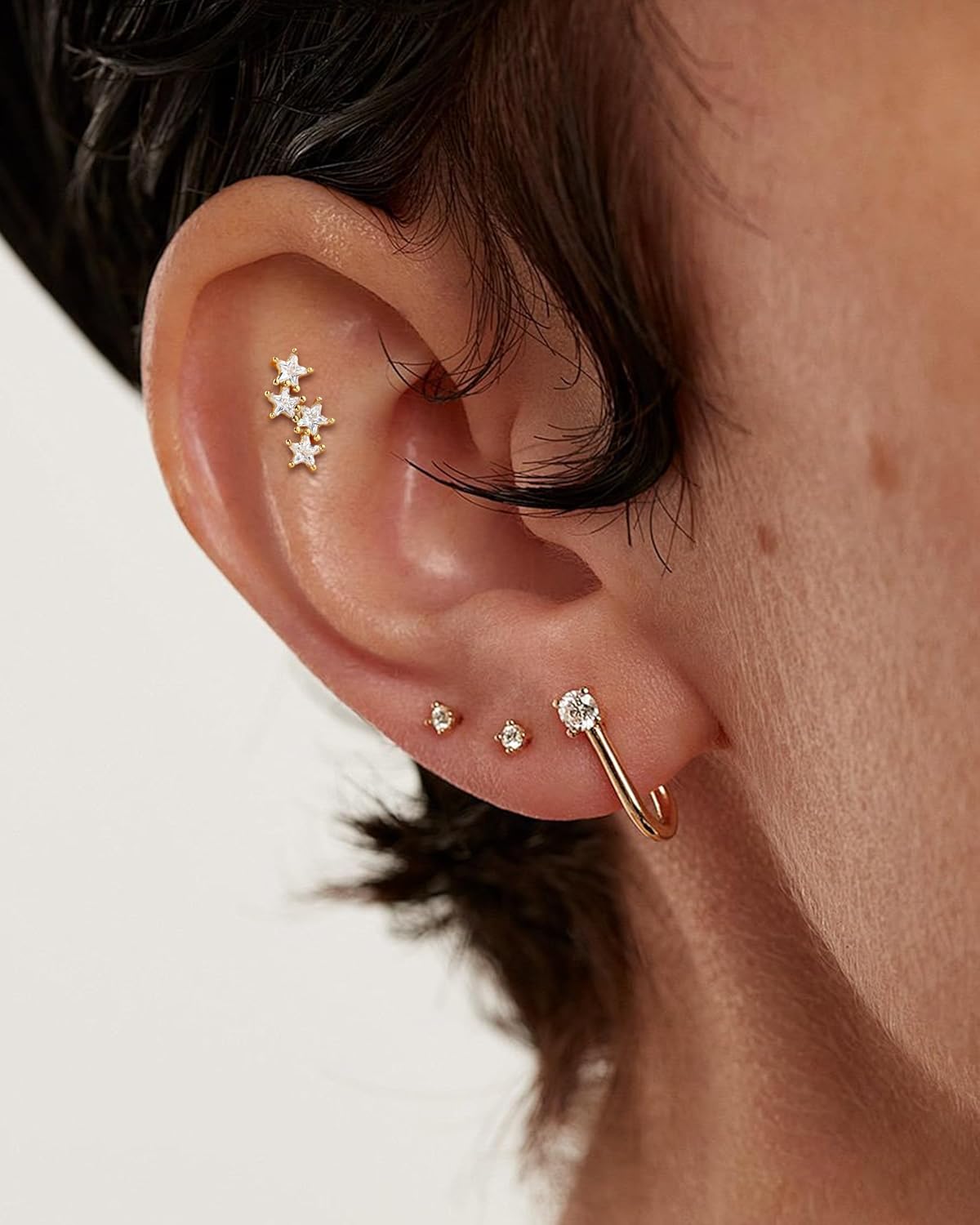 COCHARM 925 Sterling Silver Star Cartilage Earrings 18g Cartilage Stud Earrings Tragus Helix Conch Piercing Jewelry for Women - Image 2