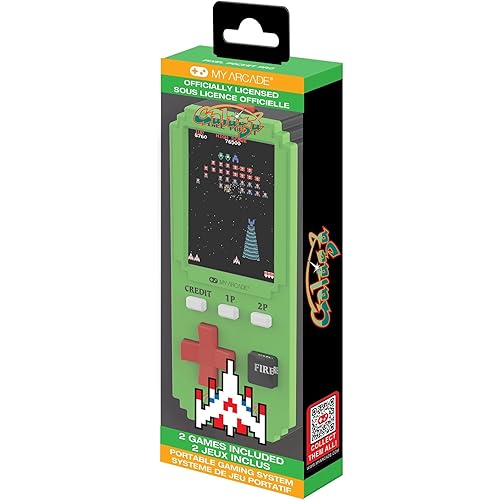 My Arcade Galaga Pixel Pocket Pro: Officially Licensed Galaga Video Game, Portable Keychain Arcade