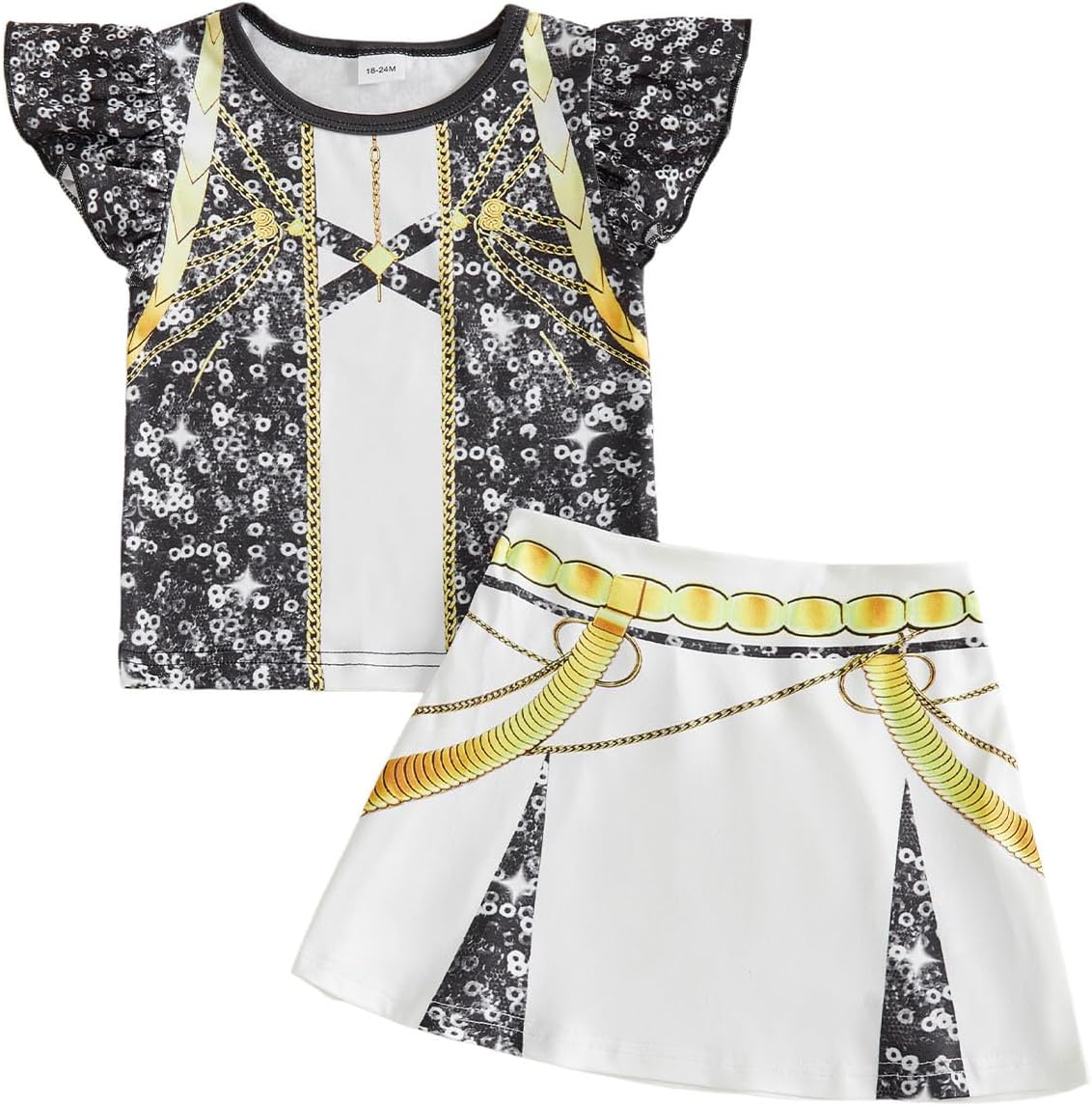 Sasaerucure 1-6T Kids Girls Halloween Demon Hunters Dress Outfit | Toddler Little Girls Halloween Clothes Short Sleeve T-shirt with Skirt 2Pcs Set Rumi Mira Zoey Outfit