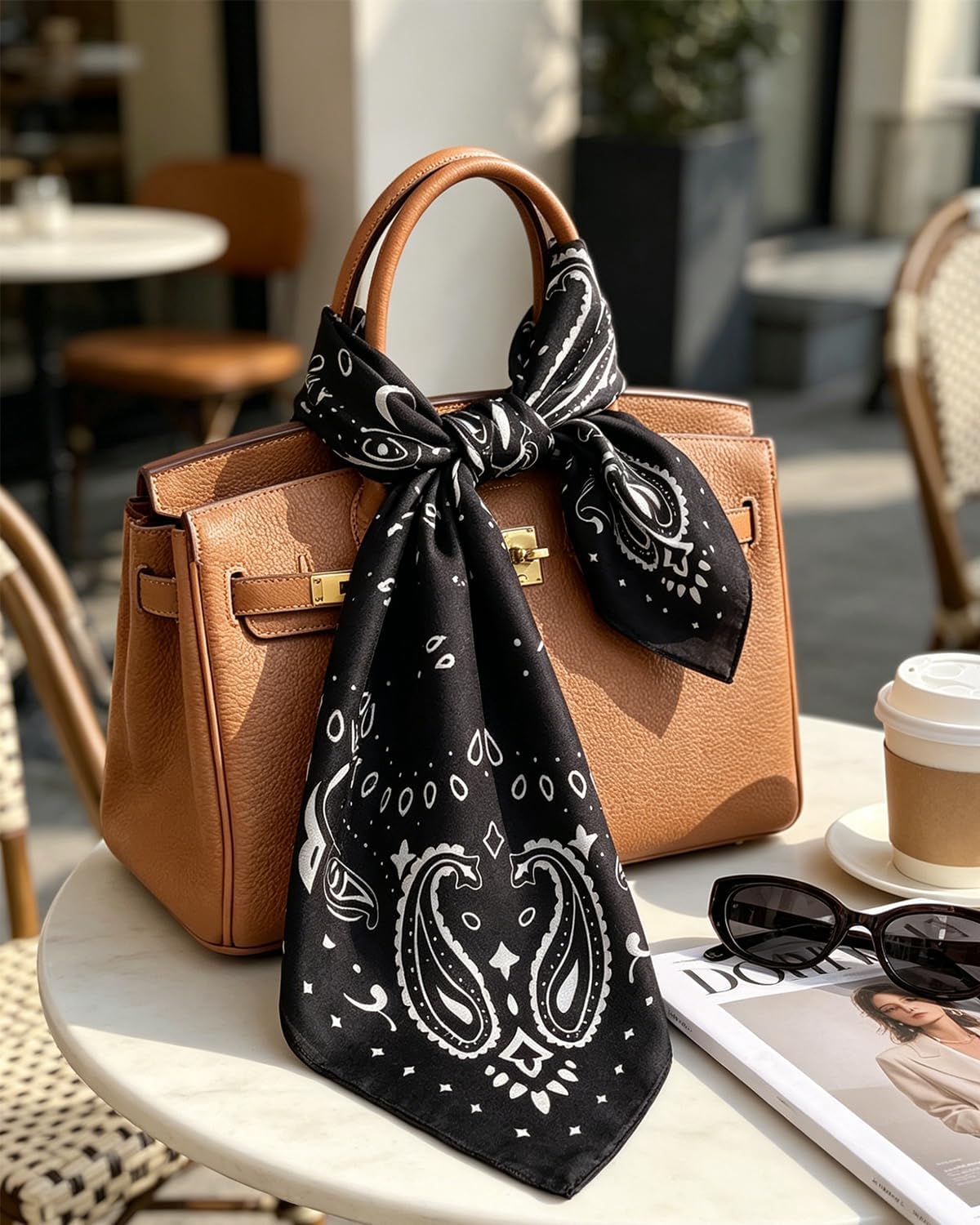 Head Scarf 35" Large Square Hair Scarf Paisley Bandana for Women | Classic Paisley Design/Large 35" × 35" Multipurpose Scarf/Perfect for Any Occasion/Softer Upgraded 120G Faux Silk