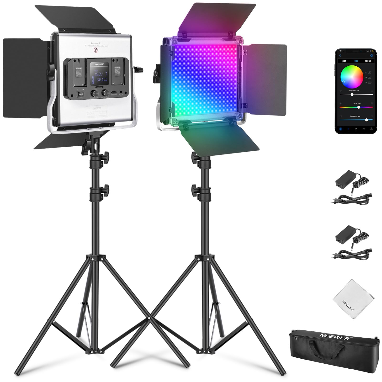 Neewer Upgrades 660 PRO II RGB LED Videolicht mit App Steuerung & Stativ Ständer