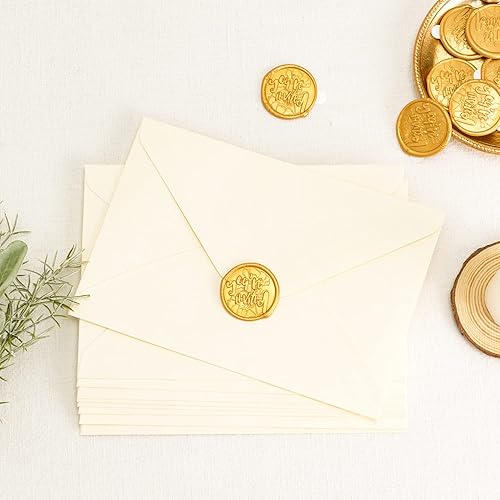 Miniatura 4 de 50 calcomanías de sello de cera doradas con texto en inglés "You are Invited" para bodas, cumpleaños, baby shower, Acción de Gracias, invitación,