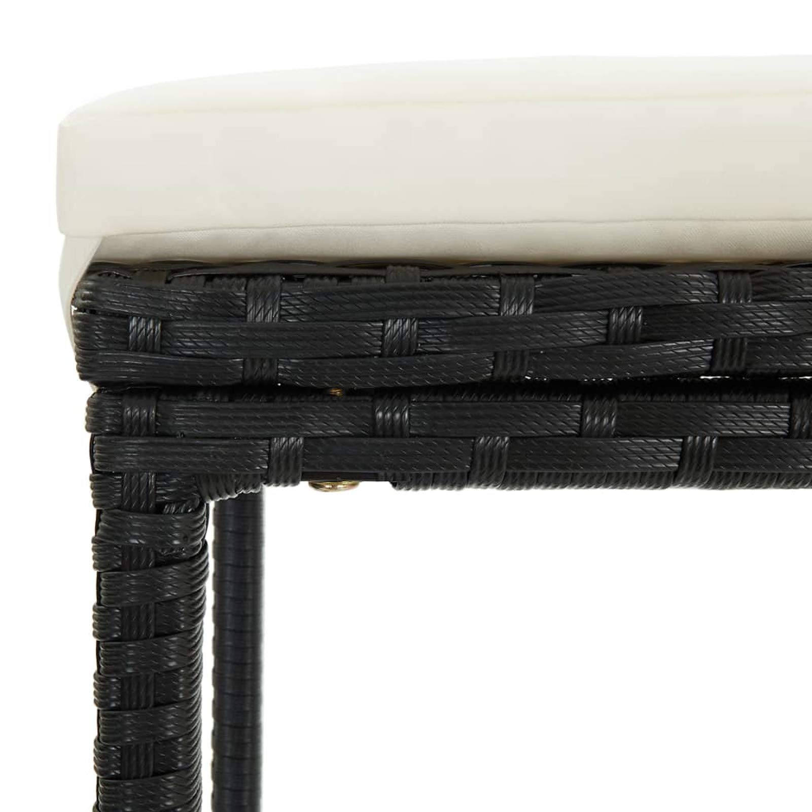 Deufre Muebles de Bar Jardín Exterior 3 pzas,Mesa y Sillas Jardín,Mesa y Sillas Exterior,Mesa y Sillas de Bar de Ratán,Conjunto Mesa y Sillas con Cojines para Jardin y Terraza Negro