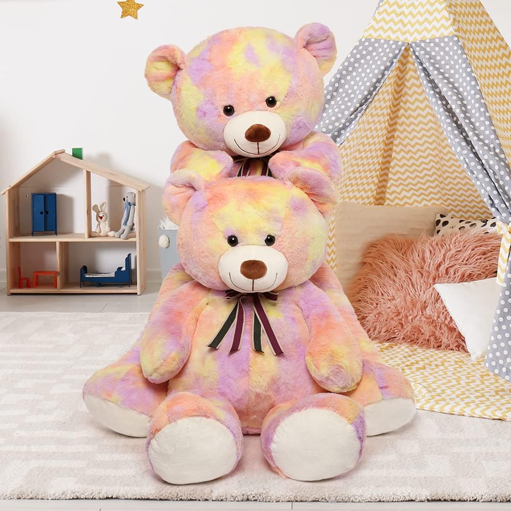 Tezituor 40in Giant Teddy Bear Stuffed Animal,Big Bear Plush Toys,Rainbow Yellow Soft Bear Plushies, Stuffed Animals Gifts for Baby Shower, Valentine, Christmas, Birthday, Party Decoration - Image 6