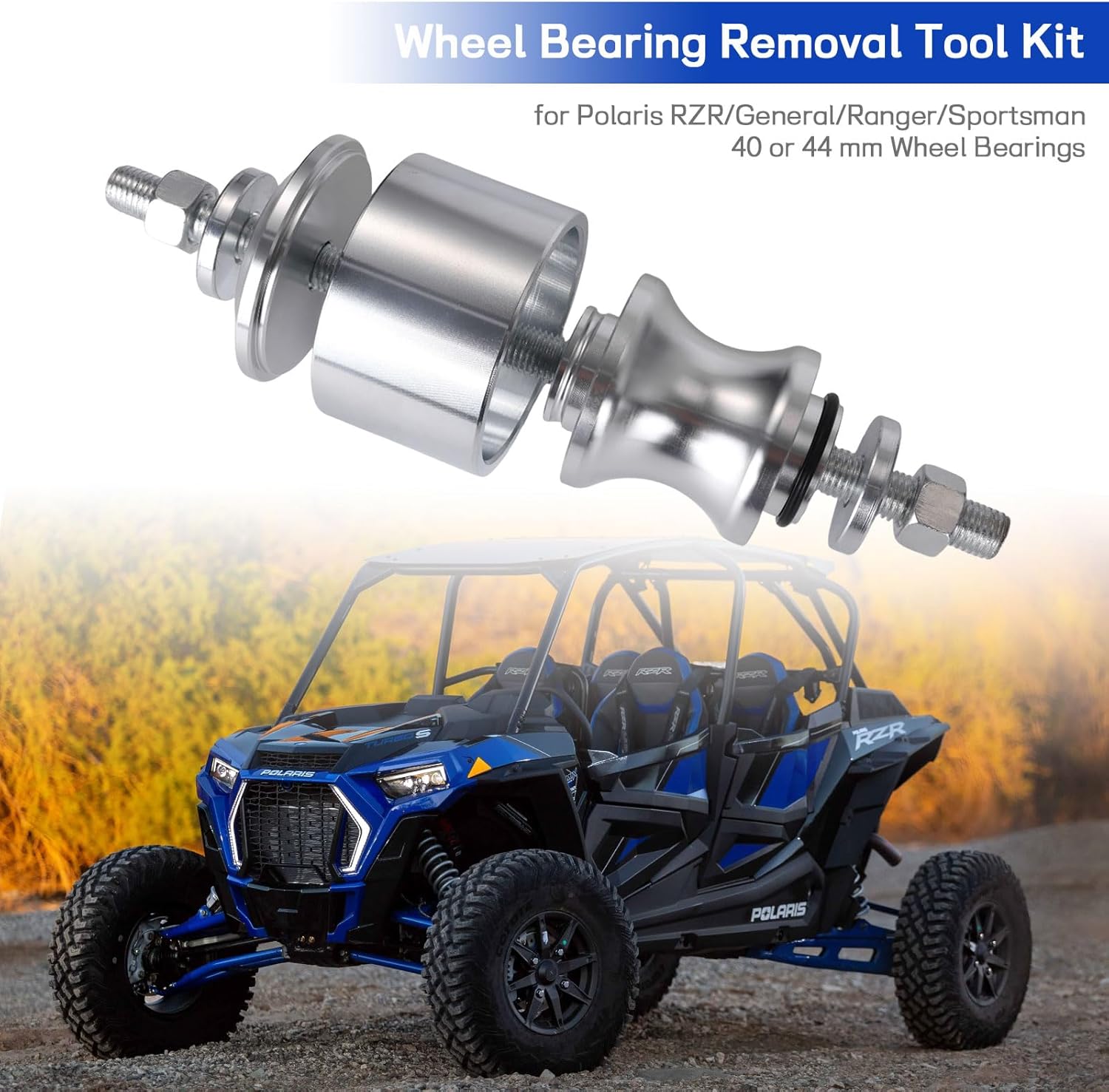 Wheel Bearing Removal Tool/ Wheel Hub Removal Tool Kit Fit for 40 & 44 mm Hub Bearing Removal Tool Compatible for Polaris Ranger RZR, for Ranger, for General, for Sportsman Pilot Bearing Removal Tool