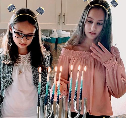 Miniatura 9 de Diadema de Hanukkah para mujeres y niñas, con estrella de David Dreidel, accesorios para la cabeza de Janucá azul con purpurina para el pelo de