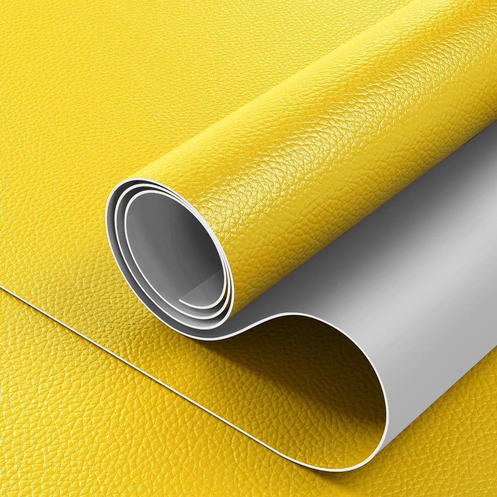 16x100 inch Leather Repair Tape Self Adhesive Strong Glue DIY Fabric Material for Sofa Desk Chair Automotive Interior Seat Skin, Yellow