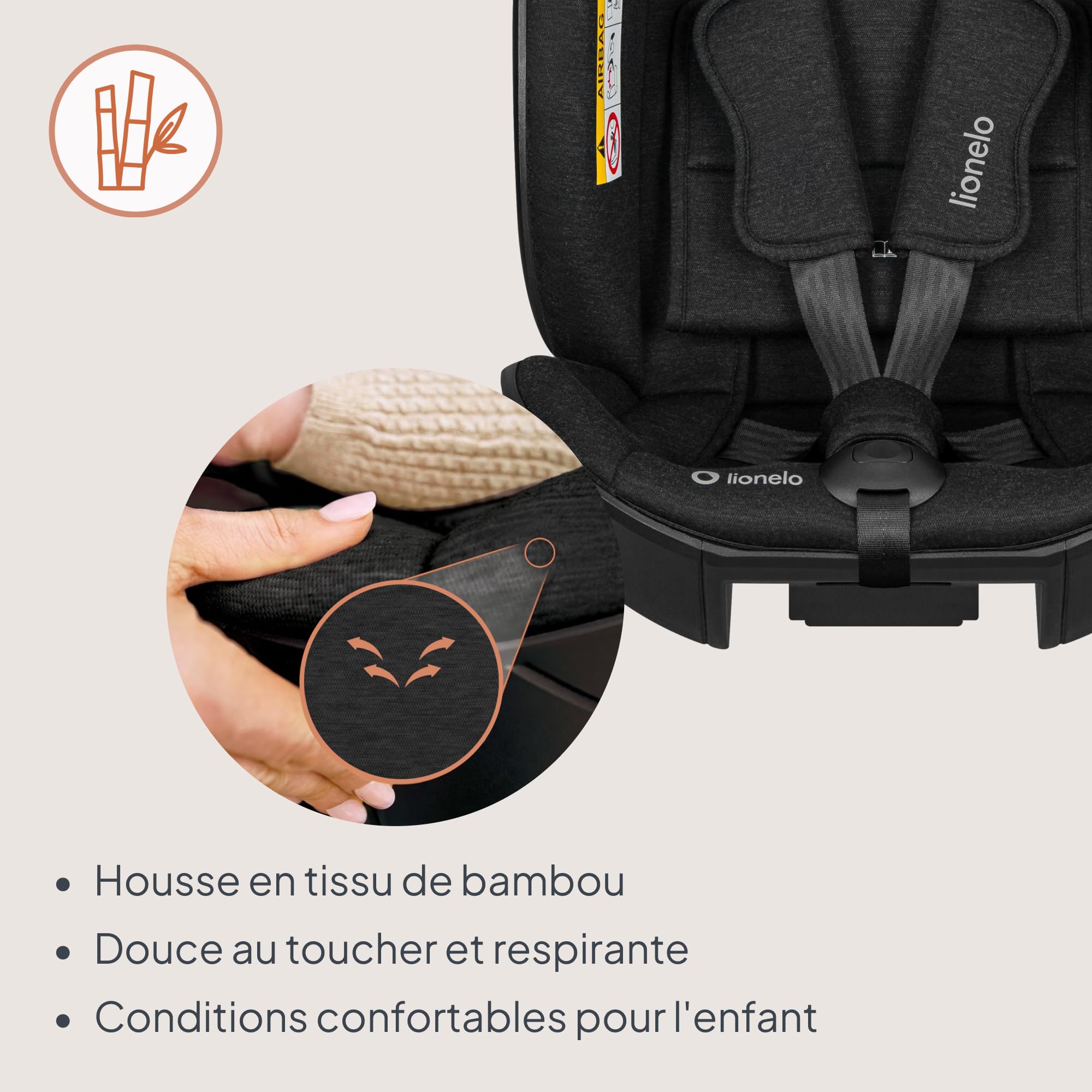 Lionelo Moxie Next i-Size Siège Auto Pivotant Pour Bébé Env. 0-4 Ans (40-105 Cm), 0-18 Kg, Installation Sur Base Rotative 360°, Protection Latérale SIP (Black)