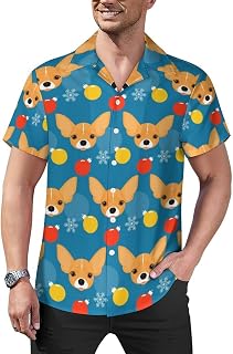 Chihuahua Dogs Pets Mens Shirts Hawaiian Short Sleeved Cuban Collar Graphic Tees Tops