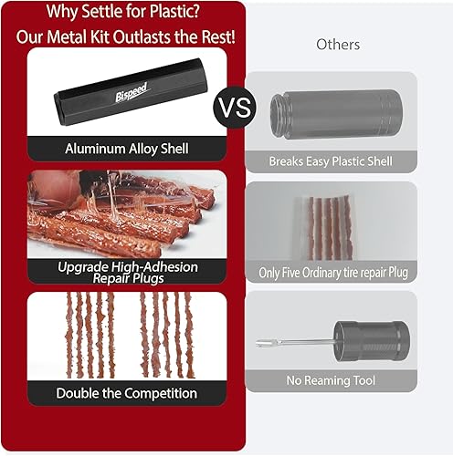Miniatura 2 de Kit de reparación de neumáticos sin cámara con enchufes, kit de tapones de neumáticos, herramientas portátiles para bicicleta, kit de reparación de