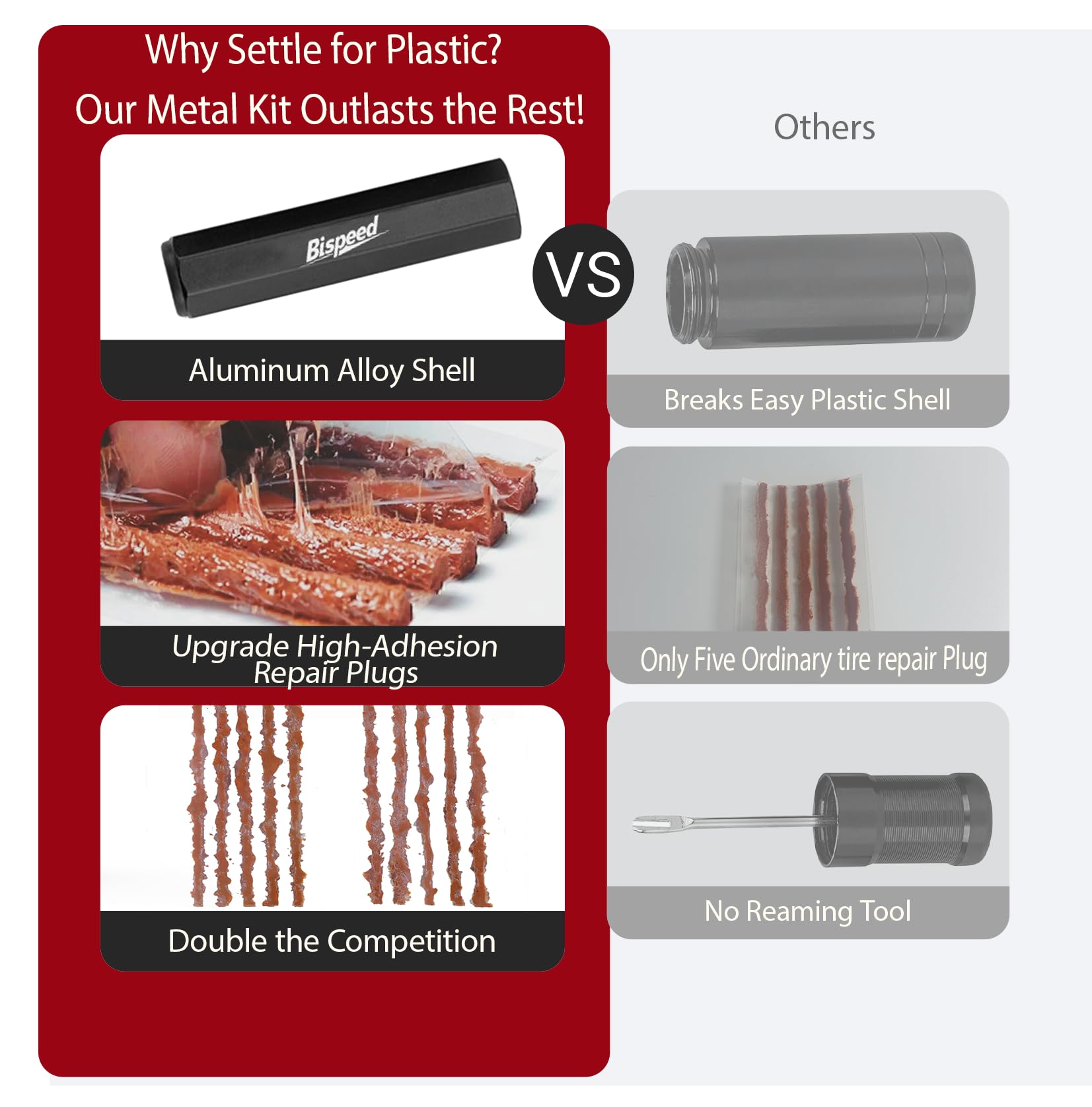 Tubeless Tire Repair Kit with Plugs?Black Tire Plug Kit?Portable Bike Tools?Flat Tire/Puncture Repair Kit?Tubeless Bike Tire Emergency Repair Kit, Easy to Use