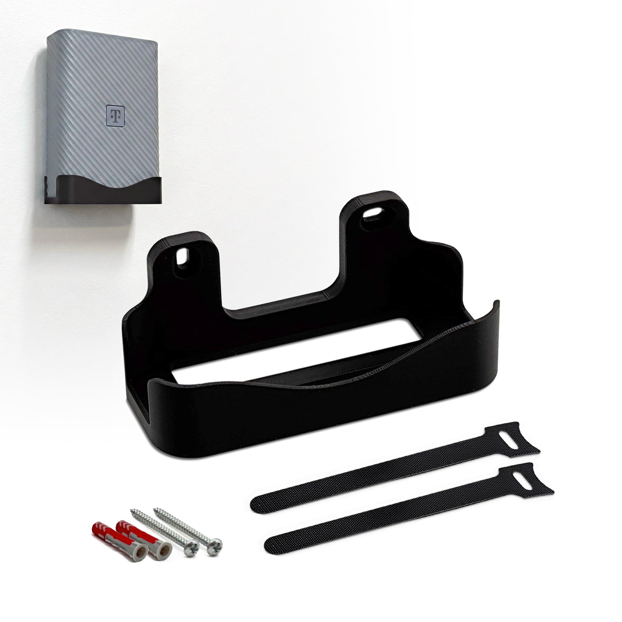 Wandhalterung passend für Telekom Speedport 7 WLAN Verstärker Plus – Wi-Fi 7 Mesh Repeater Halter mit Kabelmanagement & Hitzeableitung – inkl. Montagezubehör – Made in Germany – Schwarz