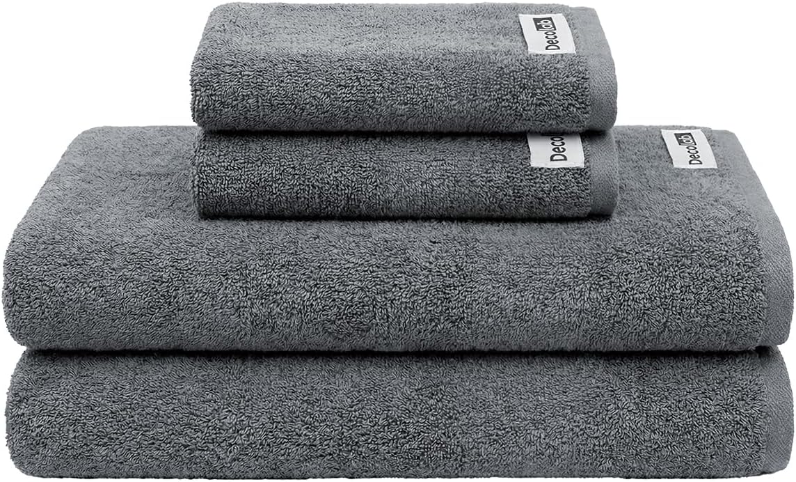 Decolab Jogo de Toalhas Air Light 100% Algodão (Cinza-claro e Cinza-escuro, 4 Peças)