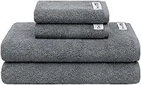 Decolab Jogo de Toalhas Air Light 100% Algodão (Cinza-escuro, 4 Peças) Toque Suave Gramatura de 398g/m² Toalha de Banho 138 x 68cm / Toalha de Rosto 65 x 45cm
