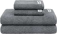 Decolab Jogo de Toalhas Air Light 100% Algodão (Cinza-escuro, 4 Peças) Toque Suave Gramatura de 398g/m² Toalha de Banho 138 x 68cm / Toalha de Rosto 65 x 45cm