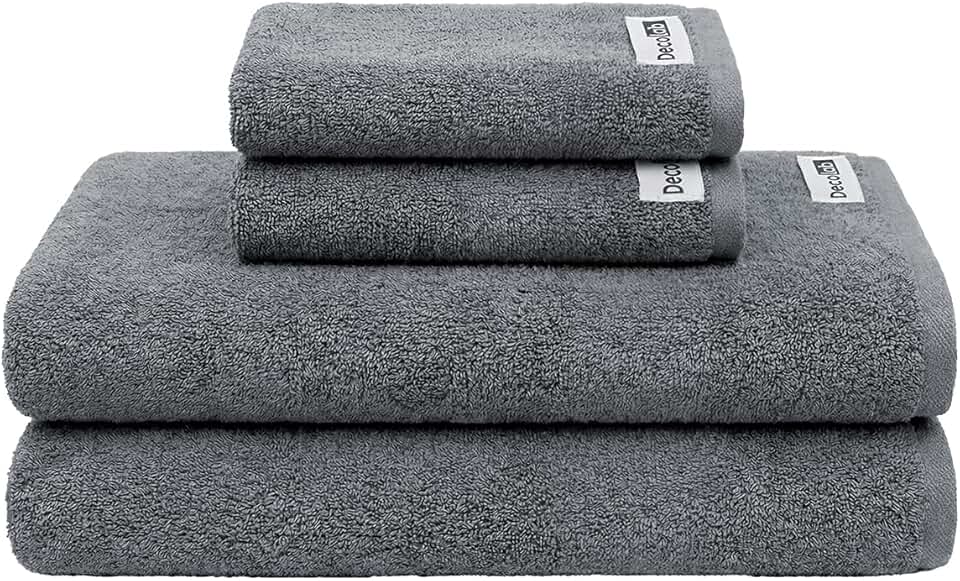 Decolab Jogo de Toalhas Air Light 100% Algodão (Cinza-claro e Cinza-escuro, 4 Peças)