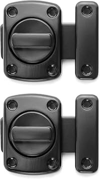 QWORK  2 Pack Rotate Bolt Latch Gate Latches Safety Door Lock,Black