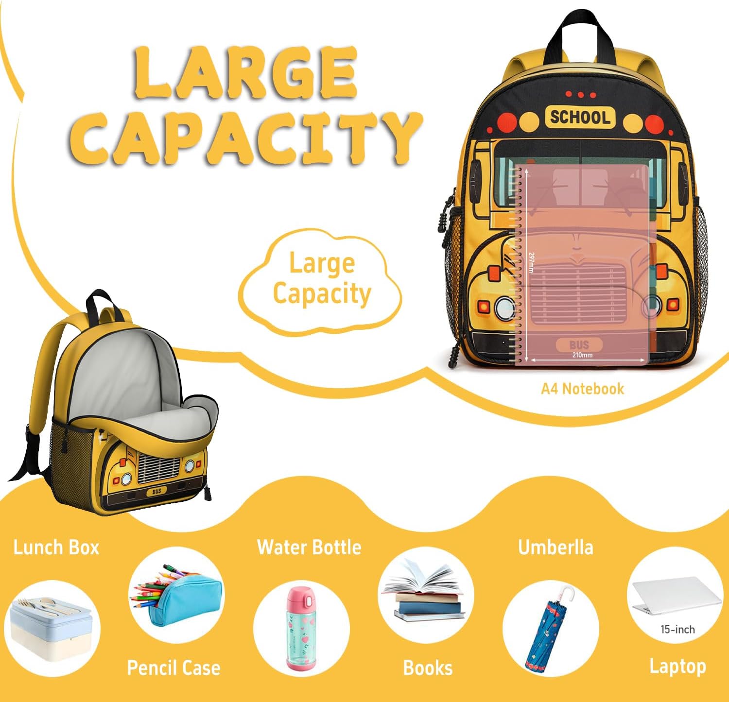 Toddler Backpack for Girls 3-8: Preschool Kindergarten Backpack - Cute Kids Backpacks for Girls Boys-School Bus - Image 6