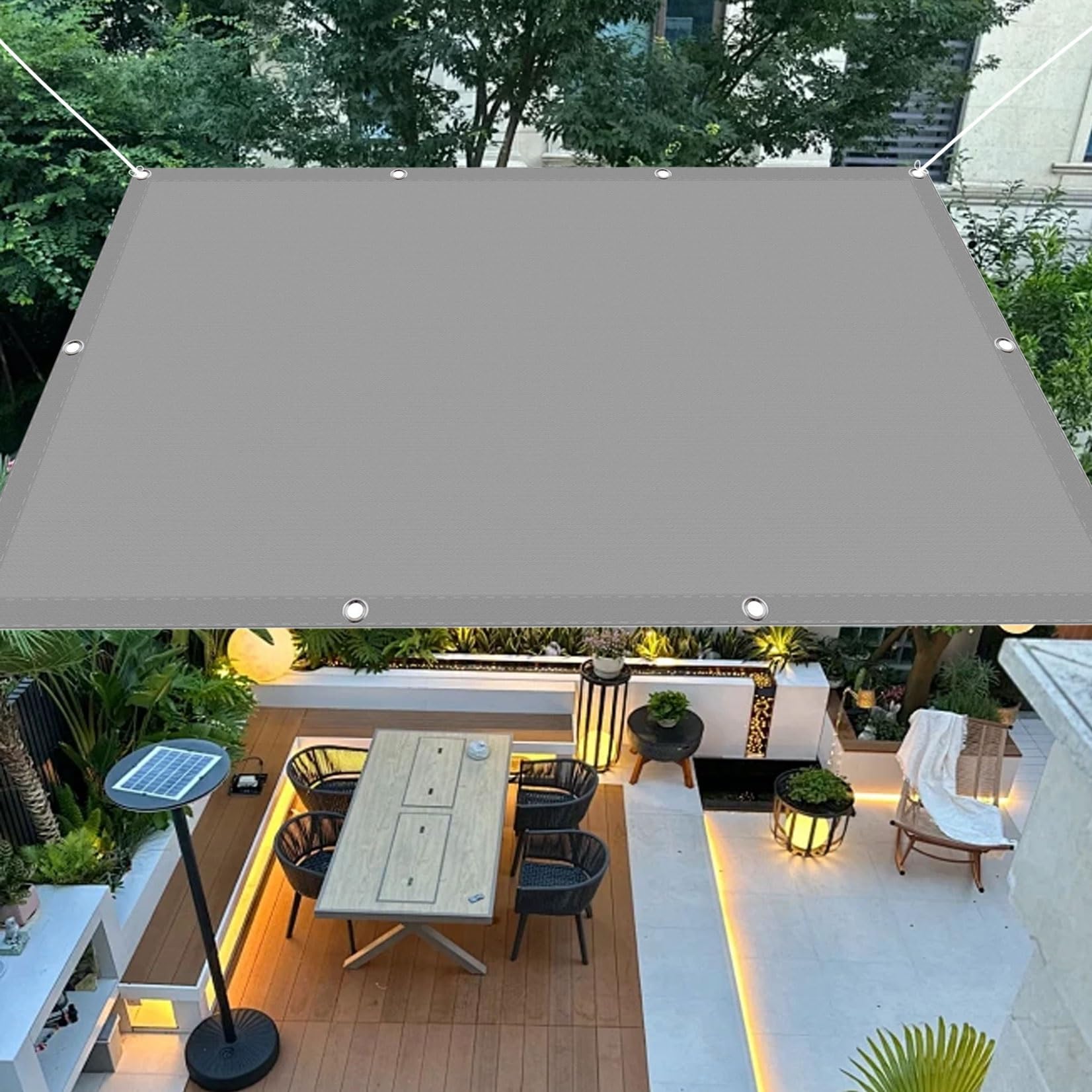 Toile ombrage 98% anti-UV rectangulaire 1,2x4,5m pour balcon et jardin