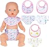 Doll Accessories - Diaper & Bib Set for Baby Doll, Reusable Multiple Uses