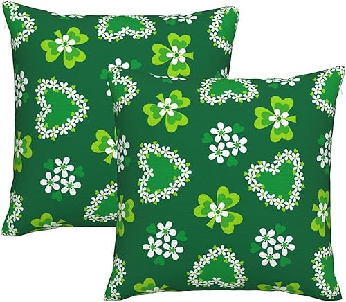 Aitukang Juego de 2 fundas de almohada para el día de San Patricio de 18 x 18 pulgadas funda de almohada de trébol verde de la suerte funda de cojín
