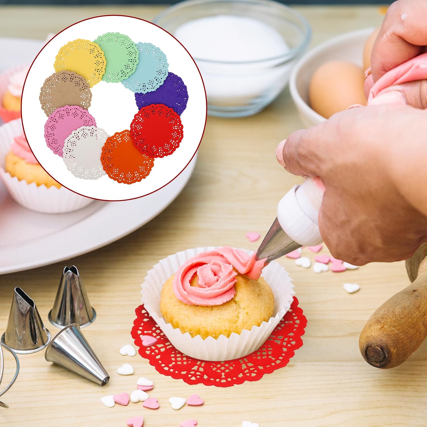 JJUNW 180 Pcs 3.35 Inch Round Lace Colored Paper Doilies, Assorted 9 Colors Mini Paper Doilies, Small Round Paper Doilies for Tables Crafts Wedding Party and Tableware Decoration