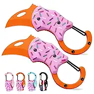 2 Pack Small Pocket Knife for Women,Gifts for Mother EDC Cute Donut with 1.34inch Blade for Everyday Carry, Gifts for Women Mum Wife, Christmas Stocking Stuffers Gifts for Him Her(orang pink)