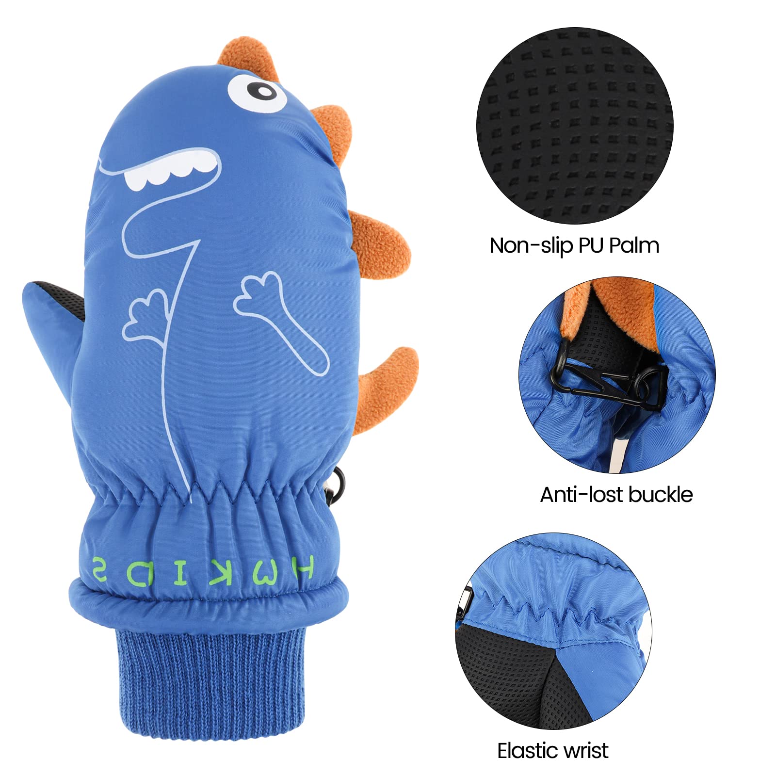 Gants Velo Enfant Moufles Chaudes Hiver Enfants 3-7 Ans - Imperméables, Antidérapantes - Avec Boucle Anti-perte Et Poignet Réglable Moufles Antidérapantes