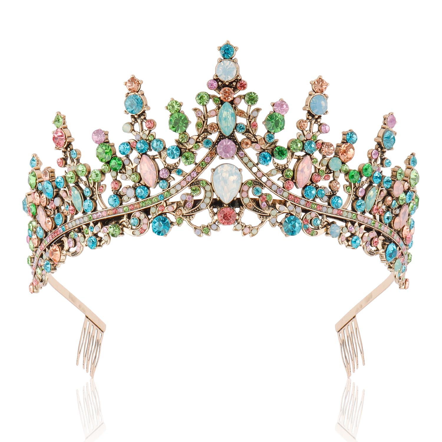 COCIDE Bronze Tiaras for Women Princess Crowns for Women Tiaras and Crown for Girls Baroque Crystal Queen Crown Rhinestone for Girl Bride Wedding Hair