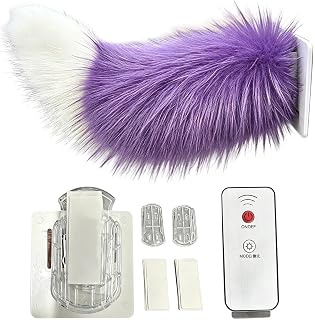 Electric Wagging Tail, Remote Control Rechargeable Novelty Adornment | Plush Faux , Built-in Motor, Stable Bracket, Tool-free Mount, Nano Tape, 450mAh Battery, 4 Colors