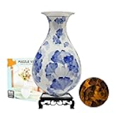 3D Puzzle Vase, 164-Piece Blue Ginkgo Leaf Plastic Jigsaw Craft for Adults, DIY Decorative Vase, Relaxing Gift & Home Decor