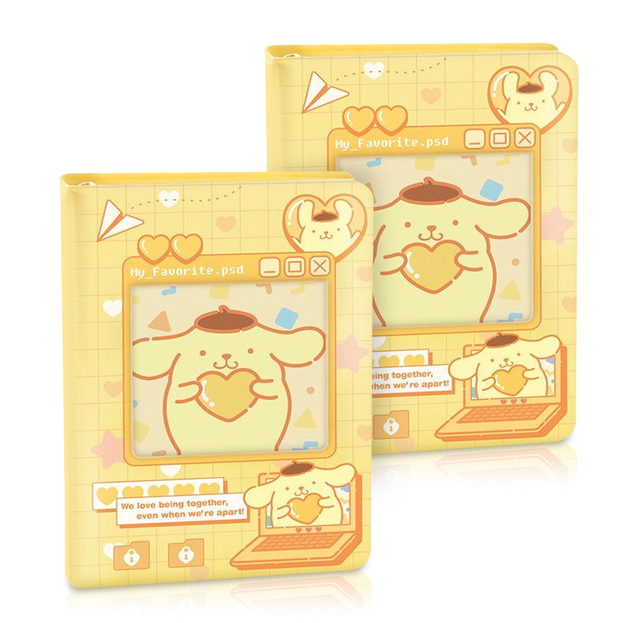GLUN® Printed Premium Card & Mini Photo Album Pack of 2, Yellow Colour 20 Pages Instant Camera Photo Holder, Portable Card Organiser for Visiting Cards, Polaroid Pictures & Memory Storage-image-2