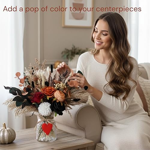 Miniatura 2 de RyddeligHome Arreglos florales de otoño en jarrón, 100 piezas, centros de mesa de otoño para mesas, centro de mesa de comedor de café, decoración