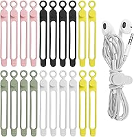 Vista 12 de 30 piezas de bridas de silicona Nearockle para agrupar auriculares, cargador de teléfono, cables de computadora, organizador de cables reutilizable