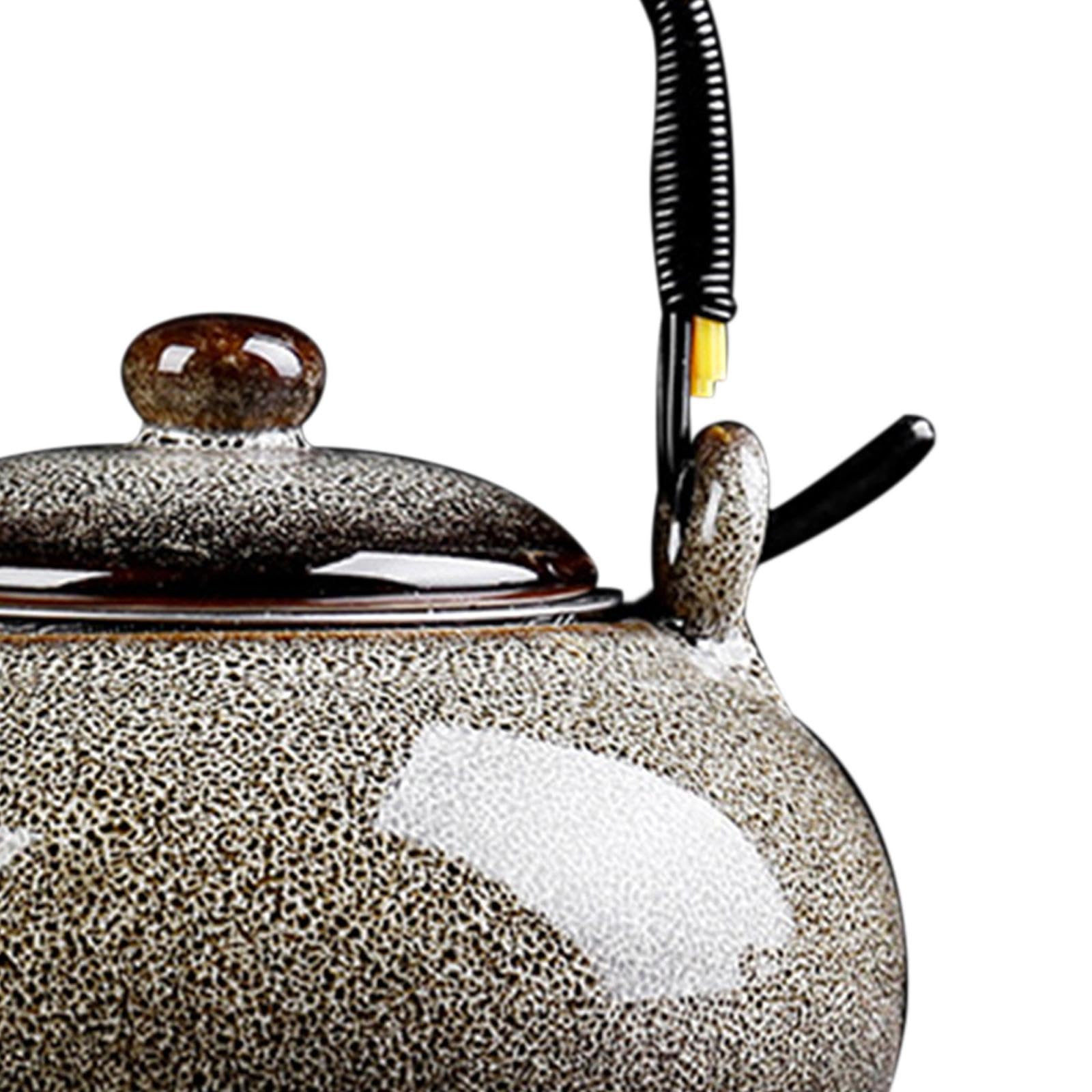 Tetera de Cerámica, Tetera de Cerámica de 750ml con Mango, Tetera para Hervir Agua Caliente para Camping, Hotel, Regalo para Té, Picnic, Gris, Individual
