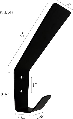 Miniatura 2 de Tetra-Teknica Home Essentials - Gancho de pared de metal, negro mate, paquete de 3