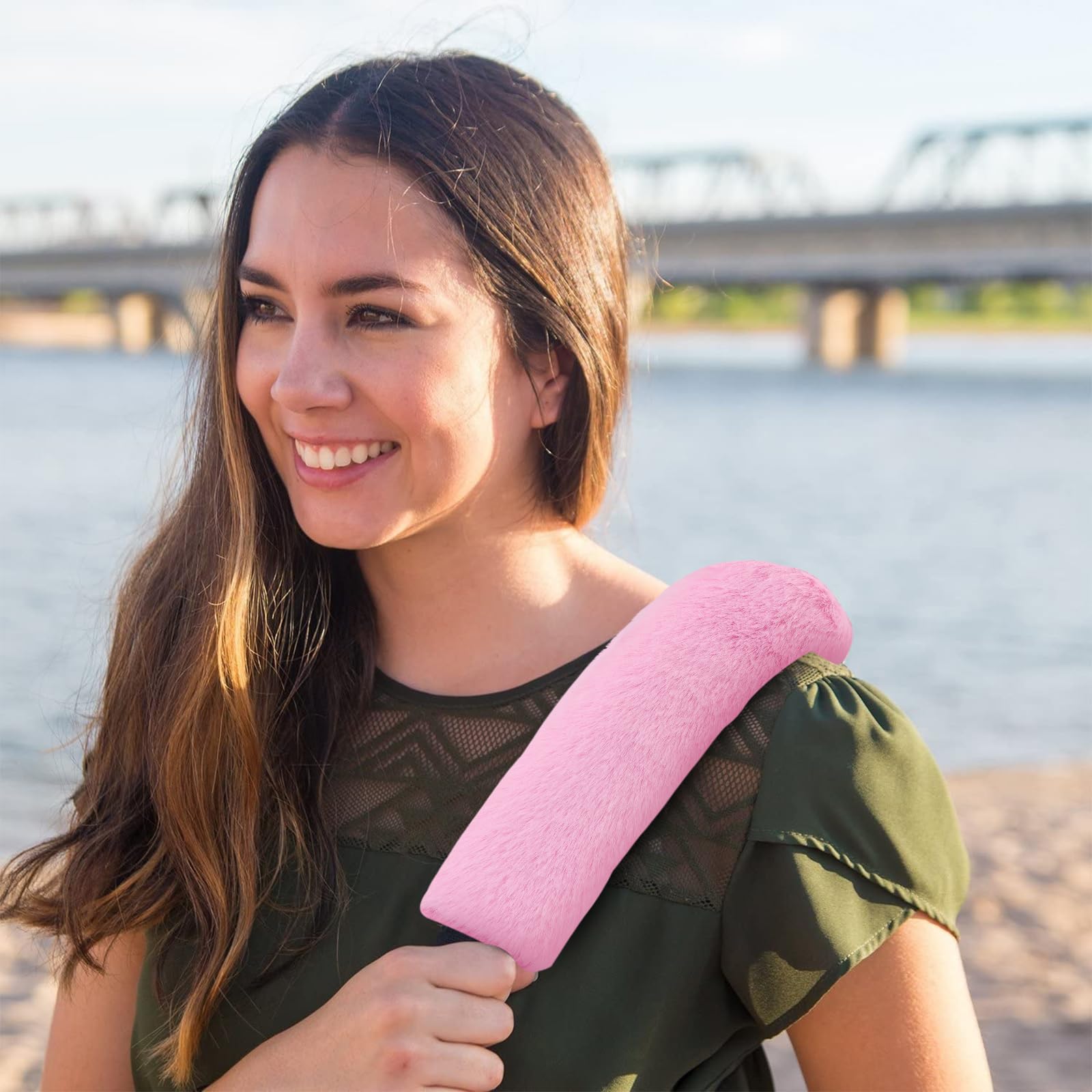 Imbottiture Cinture Sicurezza Auto In Finta Pelliccia - 2 Pezzi, Morbide, Rosa, Per Bambini E Adulti - Foto 5