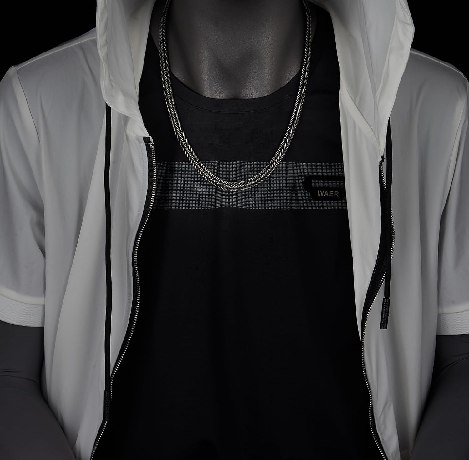 COOLSTEELANDBEYOND Steel Braided Curb Chain Necklace, Foxtail Chain Old Metal Finishing, Intricate Twisted Cable, Mens - Image 2