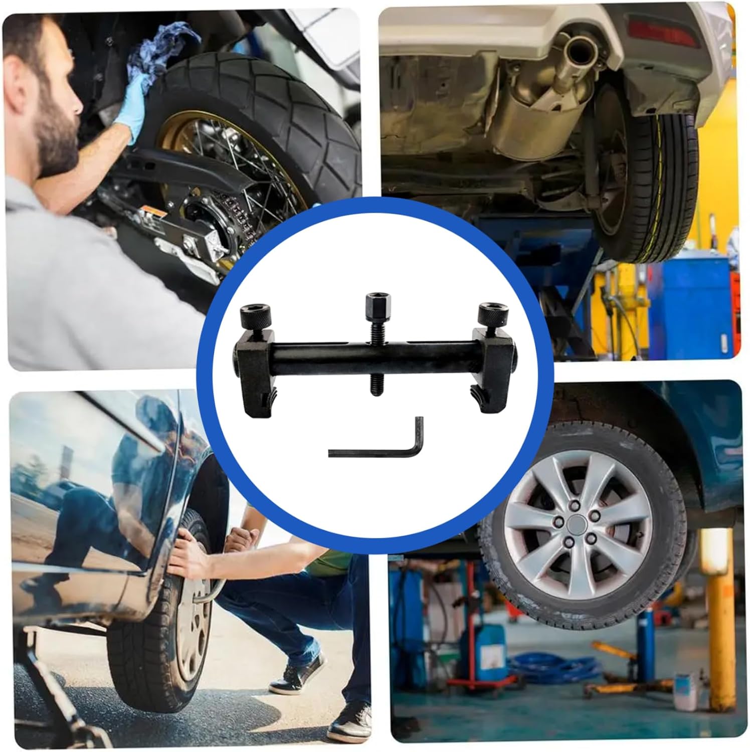 Crankshaft Pulley Removal Tool Adjustable 2-Jaw Non-slip Crank Pulley Removal Tool with 10mm Hex Wrench Scratch-proof Fixable Puller for Car, Machine Puller