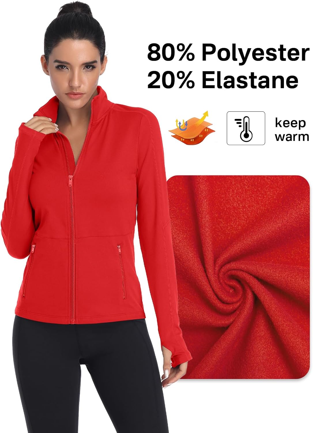 VUTRU Women's Workout Yoga Jacket Full Zip Running Track Jacket Fleece Athletic Jacket - Image 3