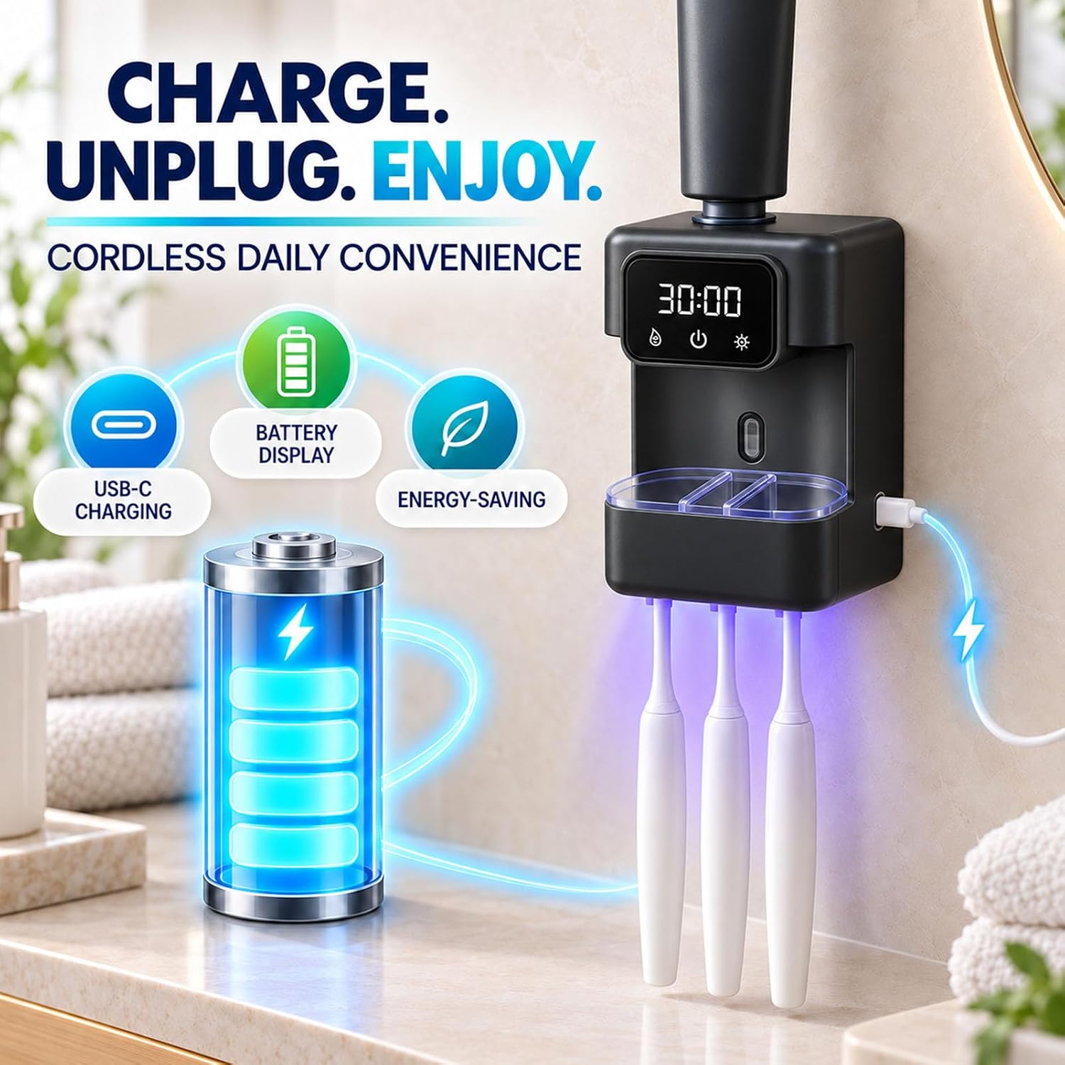 Touchless Automatic Toothpaste Dispenser Wall Mounted Kids and Adult,Black image 5