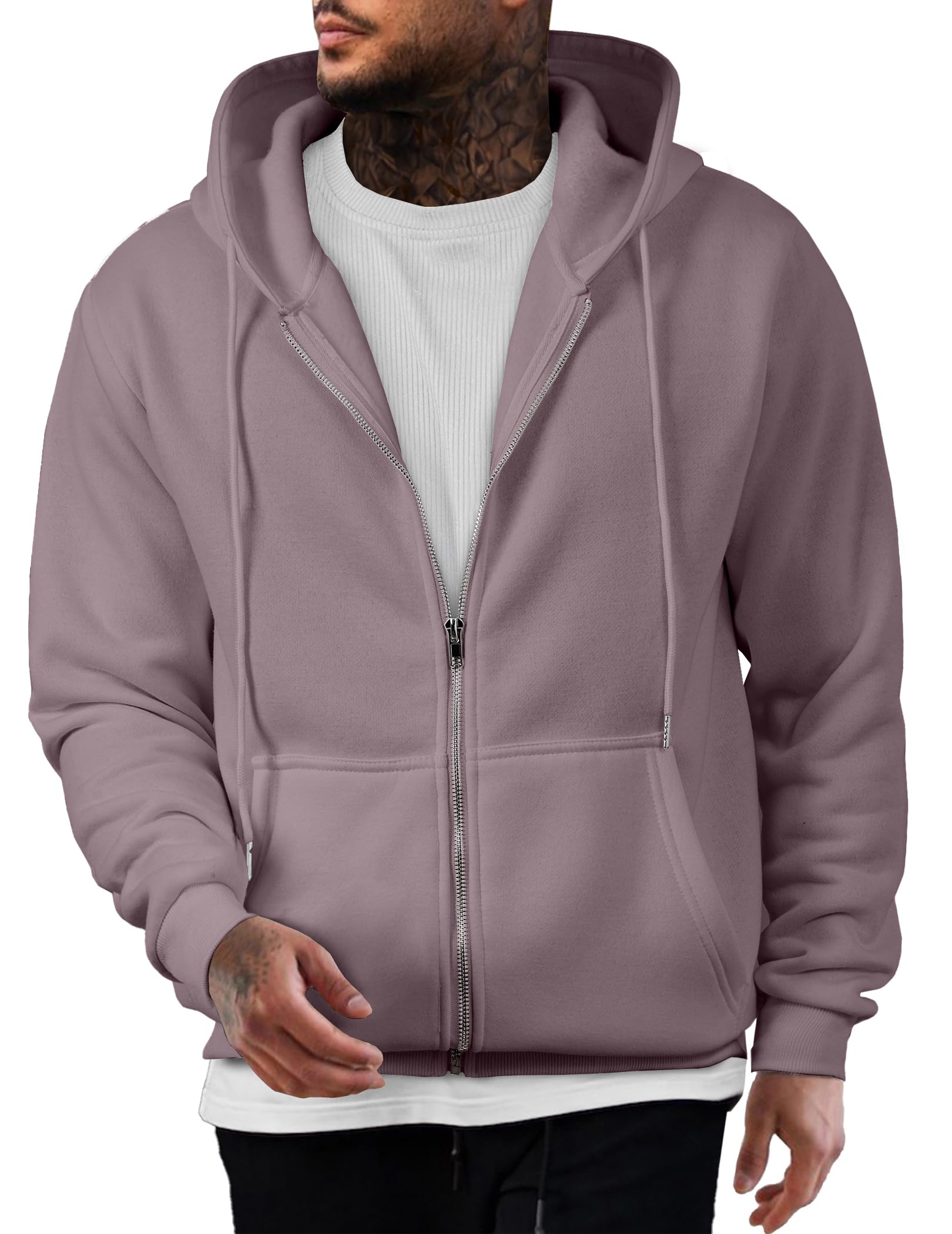 JMIERR Hoodie Herren Baumwolle Einfarbig mit Reißverschluss Pullover Langarm Sweatjacke Männer Kapuzenpullover Sweatshirt Warm mit Taschen